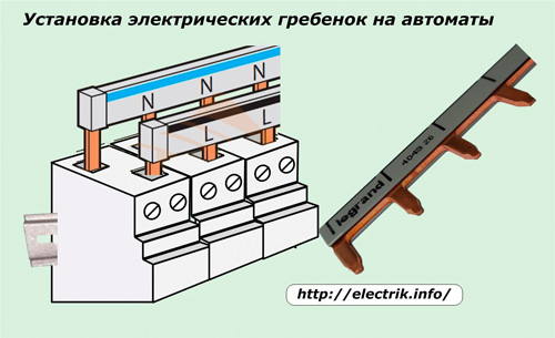 Установка электрических гребенок на автоматы