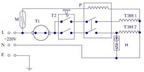 Типовая электрическая схема проточного водонагревателя