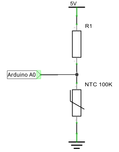 Схема подключения термистора к микроконтроллеру