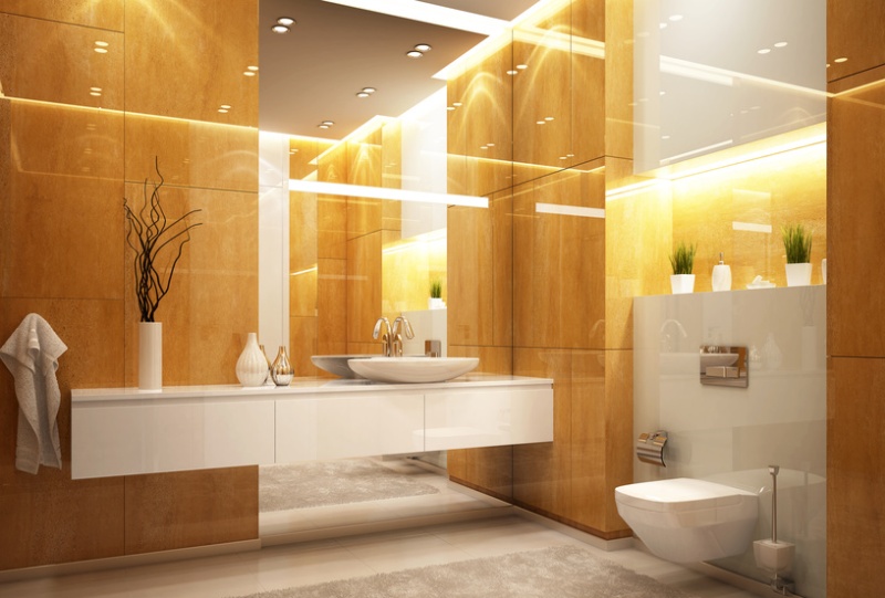 Использование светодиодных светильников в ванной - ленты и точечные светильники